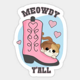 Meowdy Y'all Cat cowgirl design Sticker